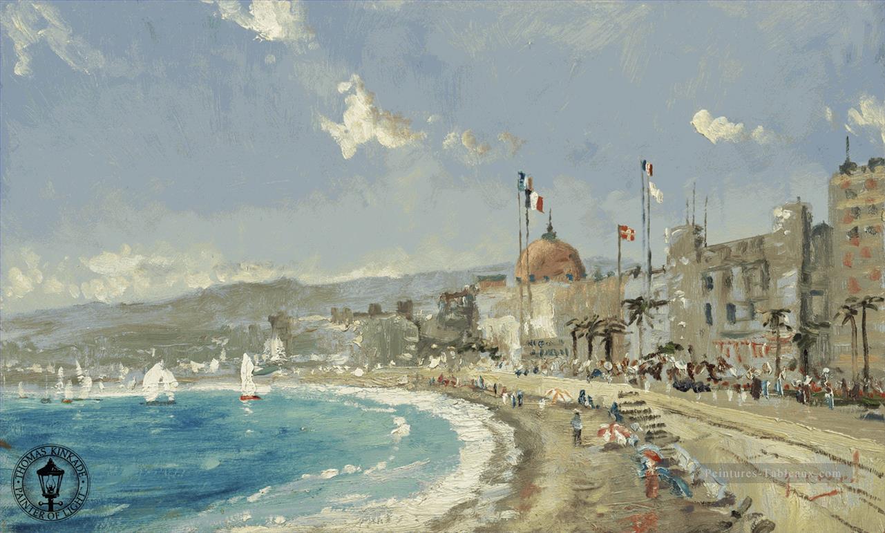 The Beach at Nice TK cityscape Peintures à l'huile